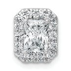 14k White Gold 1 1/3 carat Lab Grown Diamond VS+ F+ Emerald Complete Halo Chain Slide Pendant