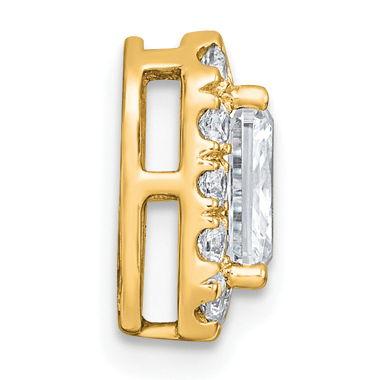 14k 1 1/3 carat Certified Lab Grown Diamond VS+ F+ Emerald Complete Halo Chain Slide Pendant