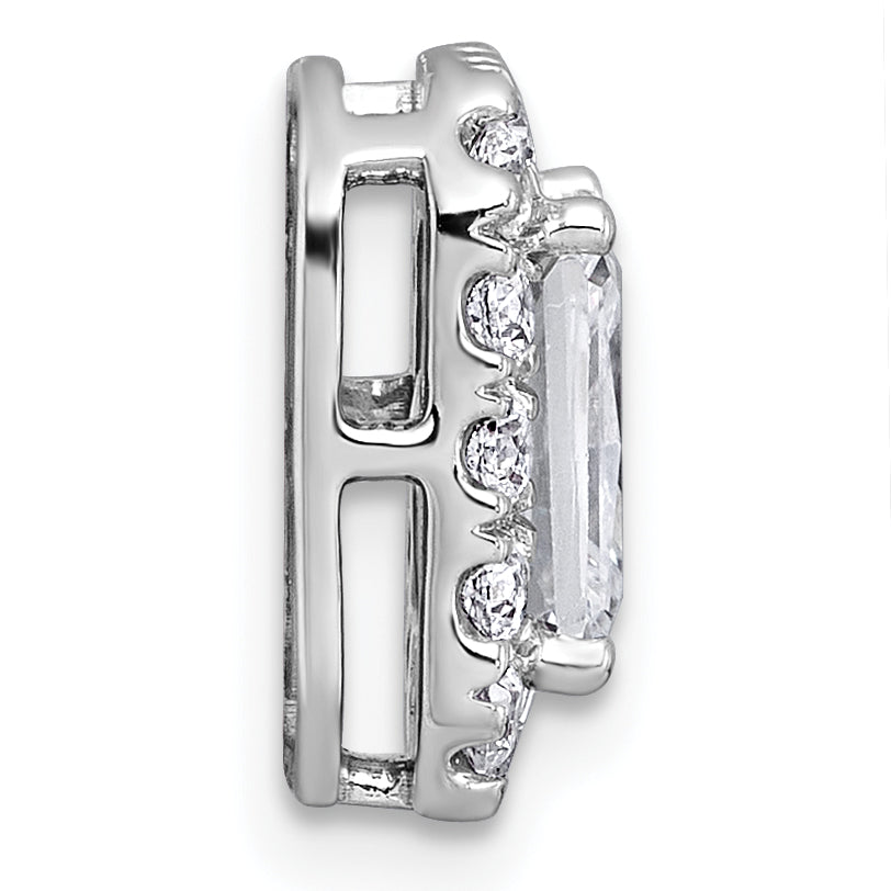 14k White Gold 2 carat Lab Grown Diamond VS+ F+ Emerald Complete Halo Chain Slide Pendant