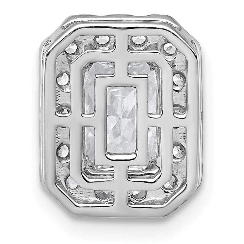 14k White Gold 2 carat Certified Lab Grown Diamond VS+ F+ Emerald Complete Halo Chain Slide Pendant