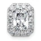 14k White Gold 2 carat Certified Lab Grown Diamond VS+ F+ Emerald Complete Halo Chain Slide Pendant