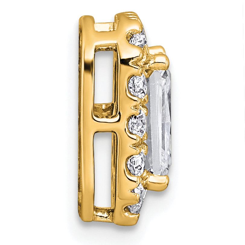 14k 2 carat Certified Lab Grown Diamond VS+ F+ Emerald Complete Halo Chain Slide Pendant Secondary image
