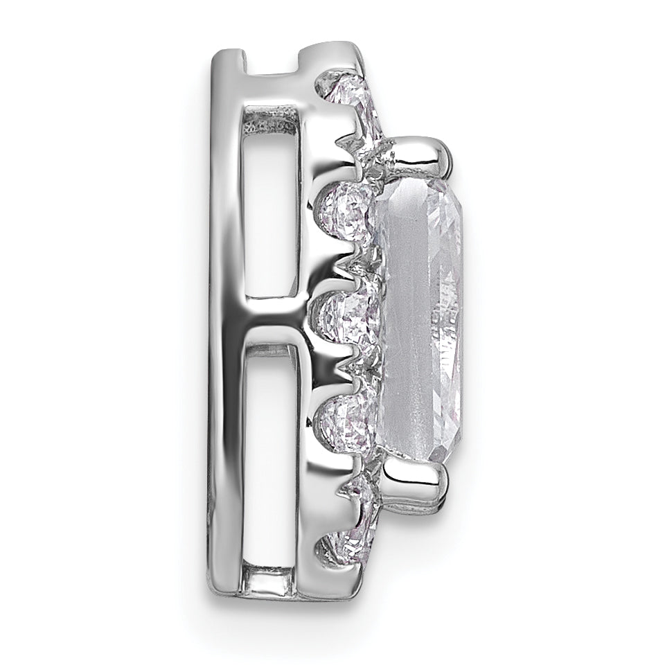 14k White Gold 2 7/8 carat Lab Grown Diamond VS+ F+ Emerald Complete Halo Chain Slide Pendant