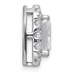14k White Gold 2 7/8 carat Lab Grown Diamond VS+ F+ Emerald Complete Halo Chain Slide Pendant