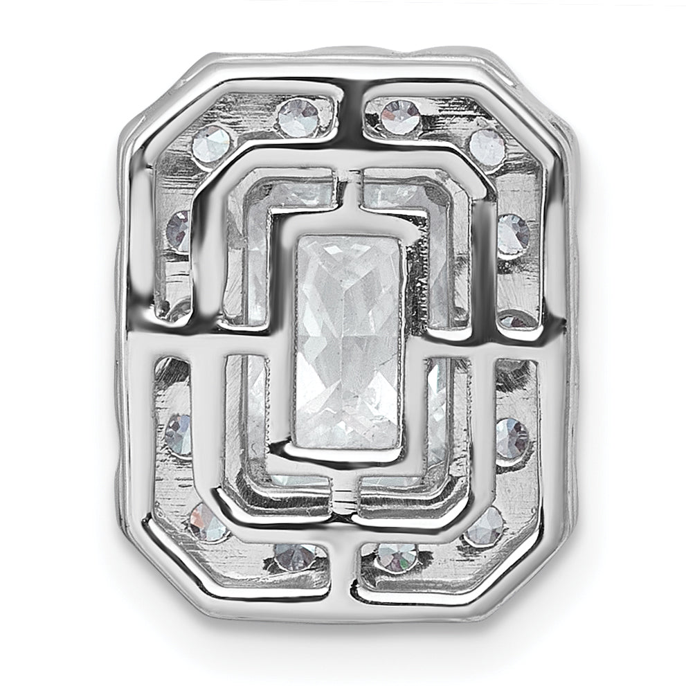 14k White Gold 2 7/8 carat Lab Grown Diamond VS+ F+ Emerald Complete Halo Chain Slide Pendant