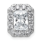 14k White Gold 2 7/8 carat Certified Lab Grown Diamond VS+ F+ Emerald Complete Halo Chain Slide Pendant