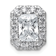 14k White Gold 2 7/8 carat Certified Lab Grown Diamond VS+ F+ Emerald Complete Halo Chain Slide Pendant
