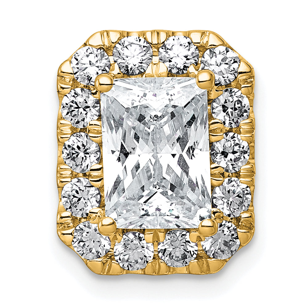 14k 2 7/8 carat Lab Grown Diamond VS+ F+ Emerald Complete Halo Chain Slide Pendant Main image