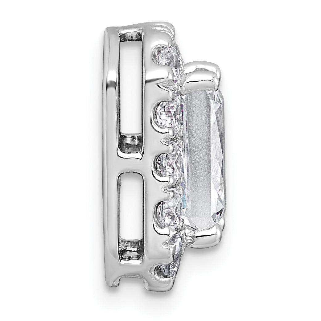 14k White Gold 3 1/2 carat Certified Lab Grown Diamond VS+ F+ Emerald Complete Halo Chain Slide Pendant Secondary image