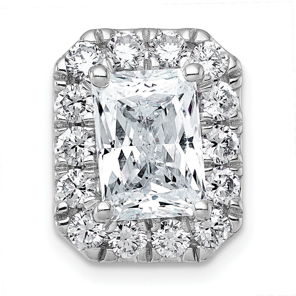 14k White Gold 3 1/2 carat Certified Lab Grown Diamond VS+ F+ Emerald Complete Halo Chain Slide Pendant