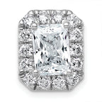14k White Gold 3 1/2 carat Certified Lab Grown Diamond VS+ F+ Emerald Complete Halo Chain Slide Pendant