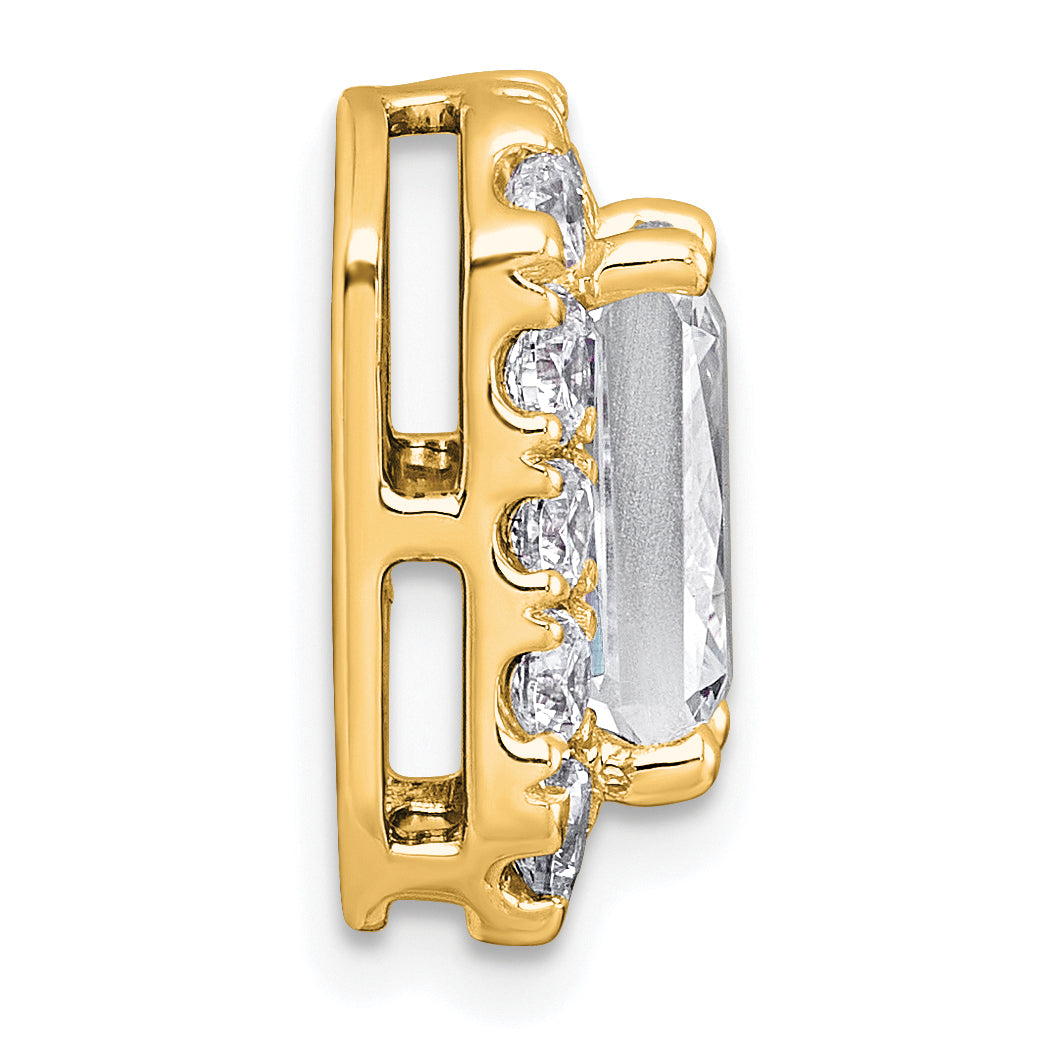 14k 3 1/2 carat Lab Grown Diamond VS+ F+ Emerald Complete Halo Chain Slide Pendant Secondary image
