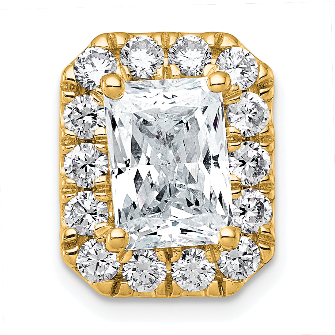 14k 3 1/2 carat Certified Lab Grown Diamond VS+ F+ Emerald Complete Halo Chain Slide Pendant Main image