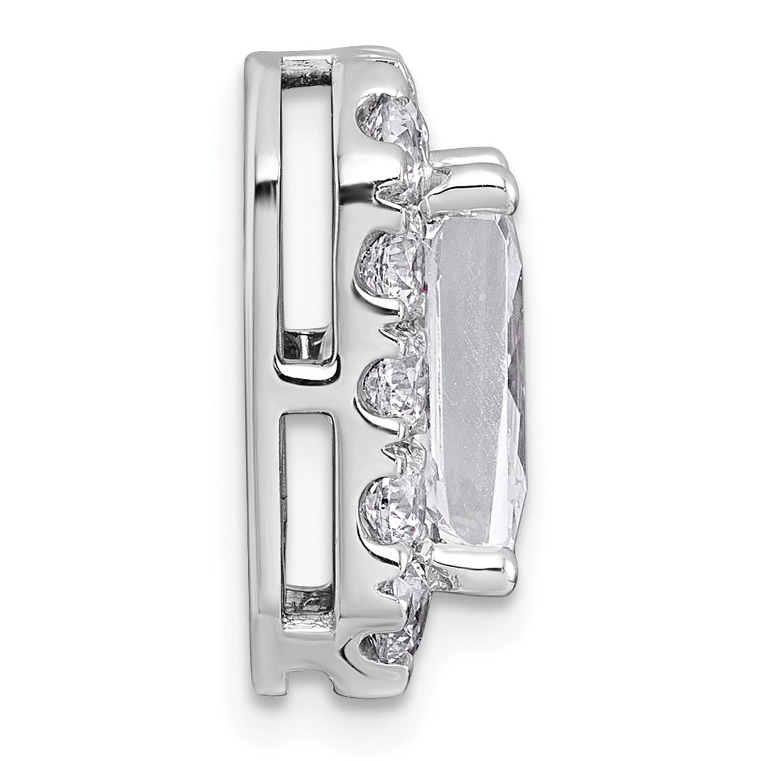 14k White Gold 4 1/3 carat Lab Grown Diamond VS+ F+ Emerald Complete Halo Chain Slide Pendant Secondary image