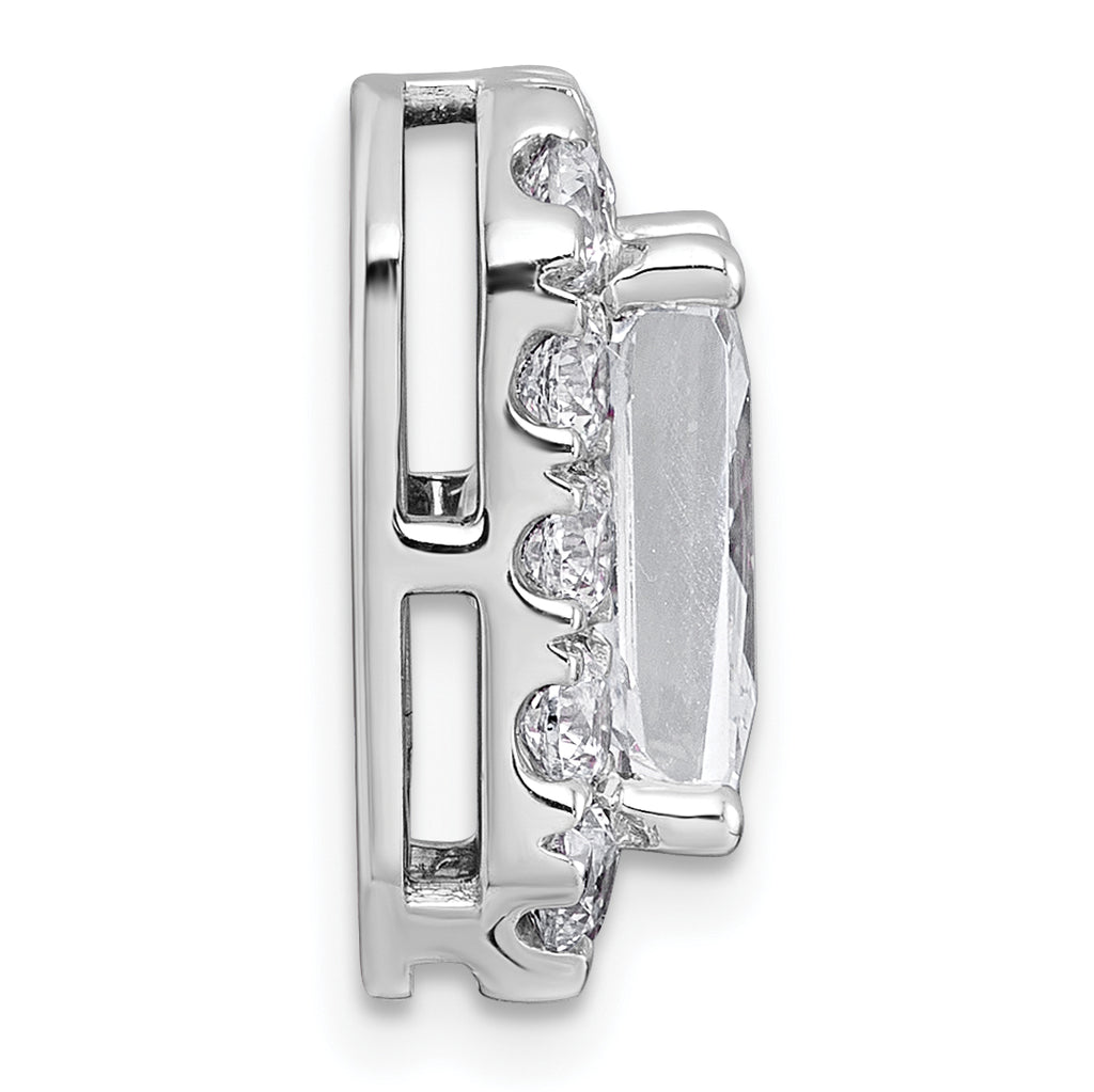 14k White Gold 4 1/3 carat Lab Grown Diamond VS+ F+ Emerald Complete Halo Chain Slide Pendant