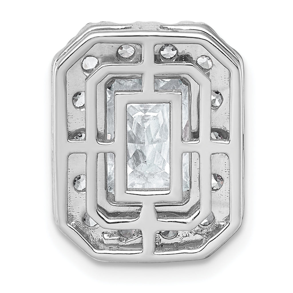 14k White Gold 4 1/3 carat Lab Grown Diamond VS+ F+ Emerald Complete Halo Chain Slide Pendant