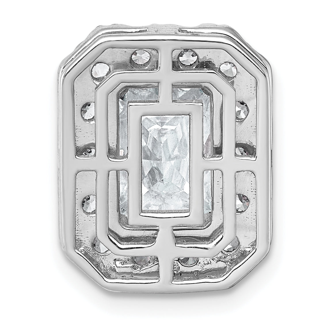 14k White Gold 4 1/3 carat Lab Grown Diamond VS+ F+ Emerald Complete Halo Chain Slide Pendant