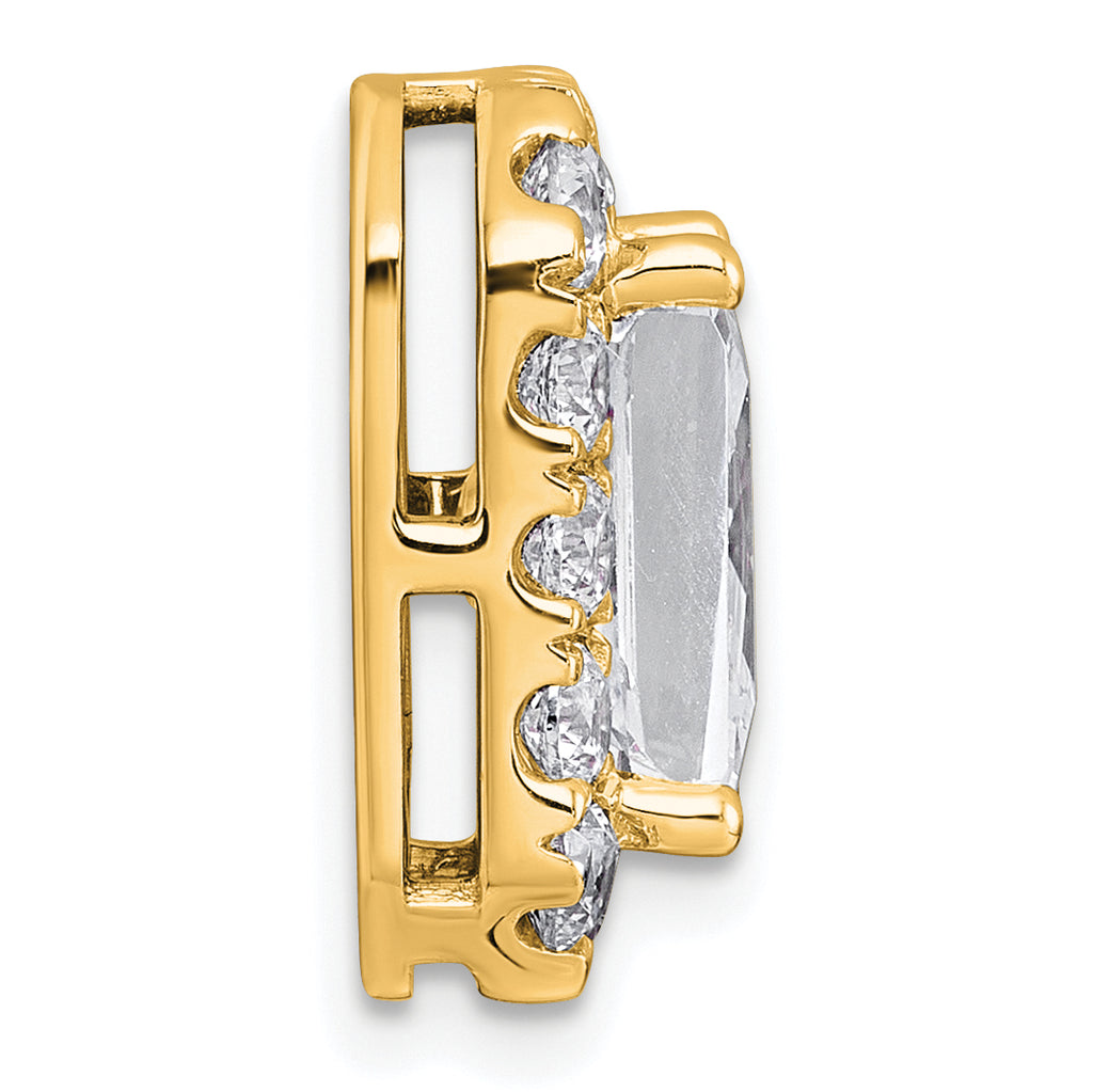 14k 4 1/3 carat Certified Lab Grown Diamond VS+ F+ Emerald Complete Halo Chain Slide Pendant