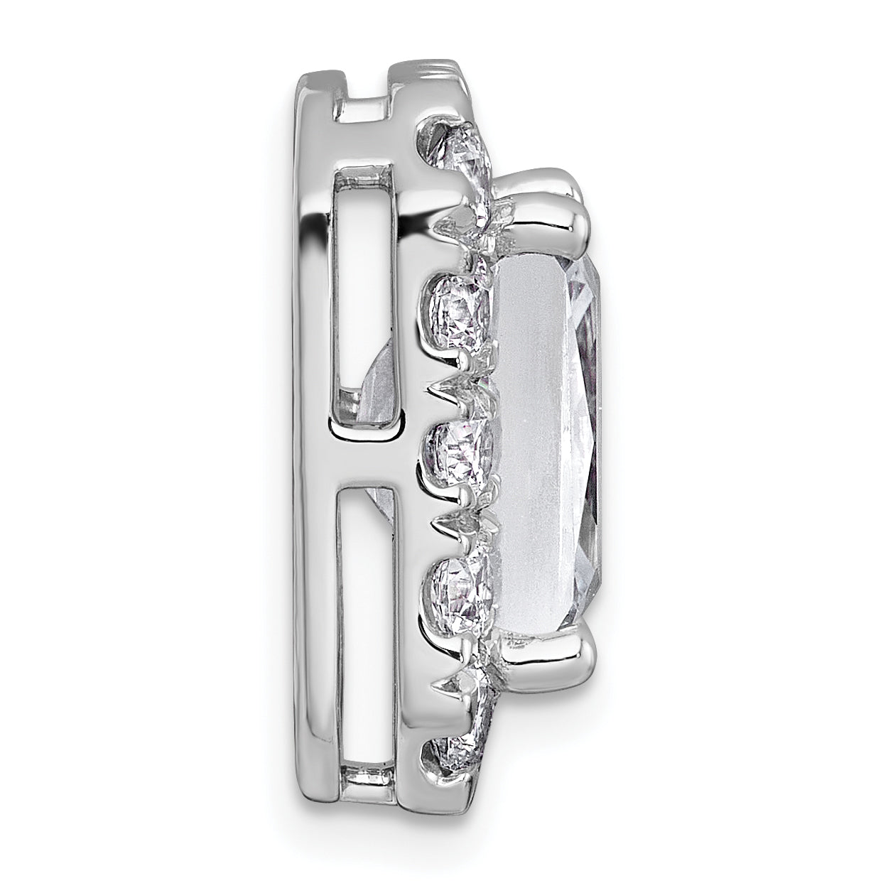 14k White Gold 5 1/2 carat Lab Grown Diamond VS+ F+ Emerald Complete Halo Chain Slide Pendant Secondary image