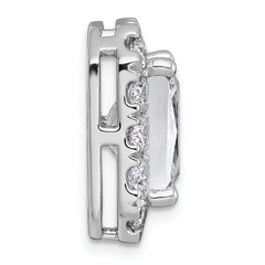 14k White Gold 5 1/2 carat Certified Lab Grown Diamond VS+ F+ Emerald Complete Halo Chain Slide Pendant