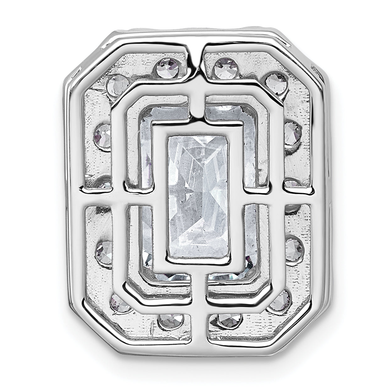14k White Gold 5 1/2 carat Lab Grown Diamond VS+ F+ Emerald Complete Halo Chain Slide Pendant