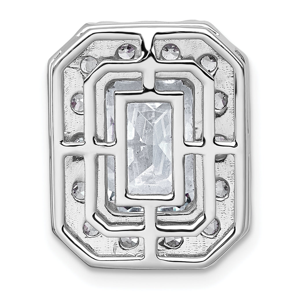 14k White Gold 5 1/2 carat Lab Grown Diamond VS+ F+ Emerald Complete Halo Chain Slide Pendant