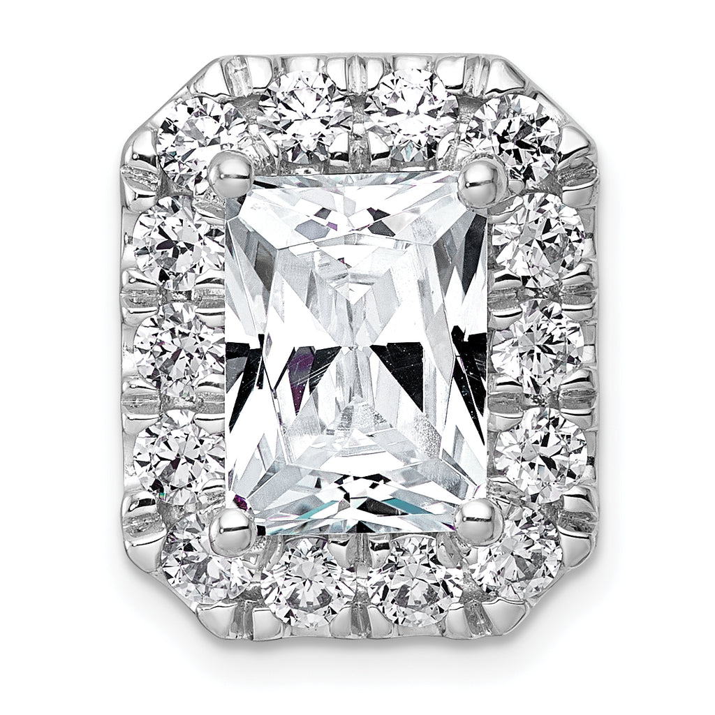 14k White Gold 5 1/2 carat Certified Lab Grown Diamond VS+ F+ Emerald Complete Halo Chain Slide Pendant