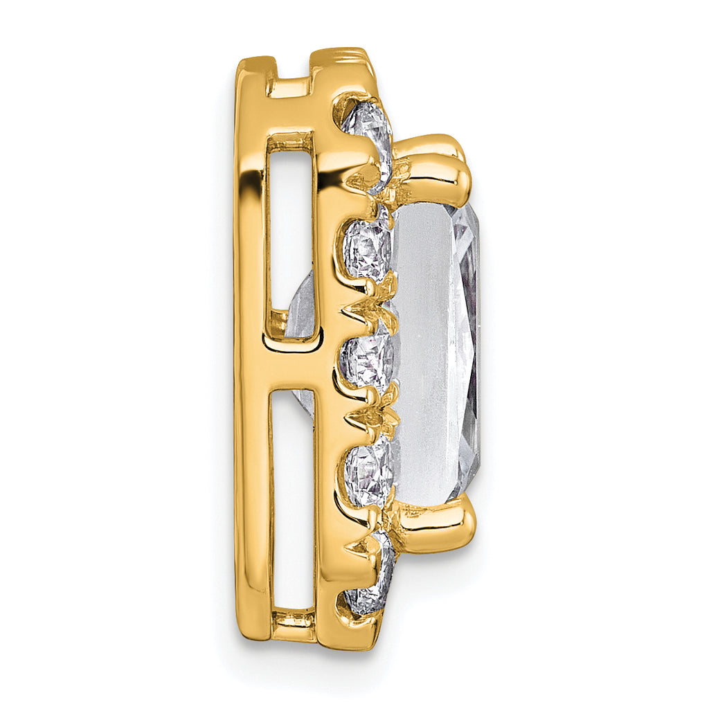 14k 5 1/2 carat Certified Lab Grown Diamond VS+ F+ Emerald Complete Halo Chain Slide Pendant