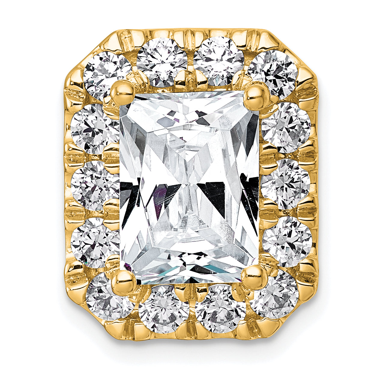 14k 5 1/2 carat Certified Lab Grown Diamond VS+ F+ Emerald Complete Halo Chain Slide Pendant Main image