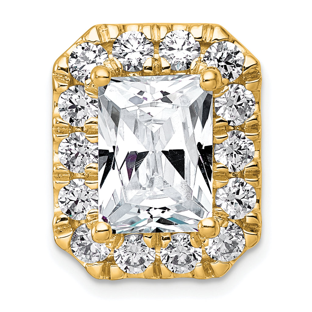 14k 5 1/2 carat Certified Lab Grown Diamond VS+ F+ Emerald Complete Halo Chain Slide Pendant