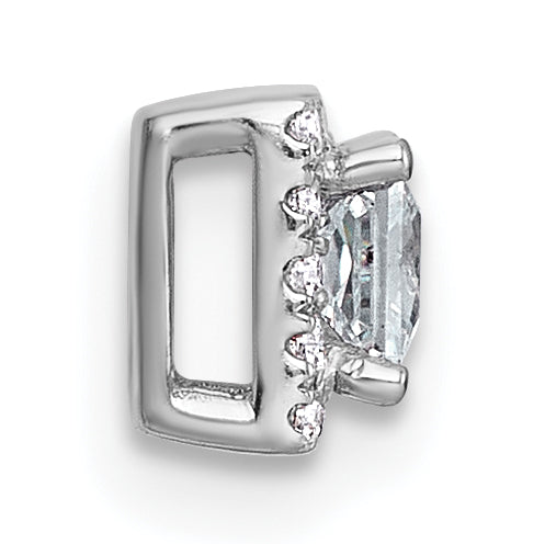 14k White Gold 1/3 carat Lab Grown Diamond VS+ F+ Princess Complete Halo Chain Slide Pendant