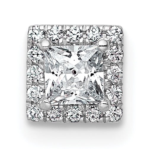14k White Gold 1/3 carat Lab Grown Diamond VS+ F+ Princess Complete Halo Chain Slide Pendant