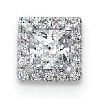 14k White Gold 1/3 carat Lab Grown Diamond VS+ F+ Princess Complete Halo Chain Slide Pendant