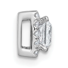 14k White Gold 5/8 carat Lab Grown Diamond VS+ F+ Princess Complete Halo Chain Slide Pendant
