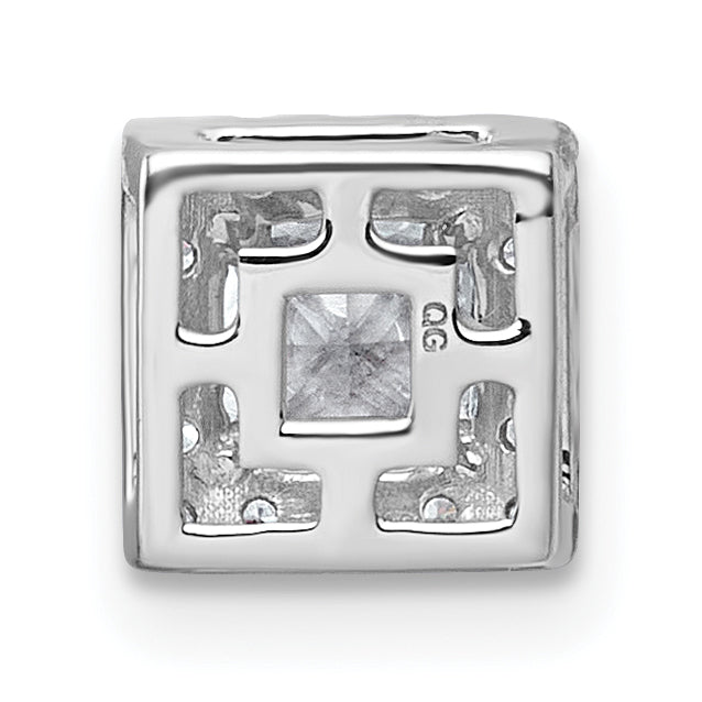 14k White Gold 5/8 carat Lab Grown Diamond VS+ F+ Princess Complete Halo Chain Slide Pendant