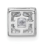 14k White Gold 5/8 carat Lab Grown Diamond VS+ F+ Princess Complete Halo Chain Slide Pendant