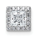 14k White Gold 5/8 carat Lab Grown Diamond VS+ F+ Princess Complete Halo Chain Slide Pendant