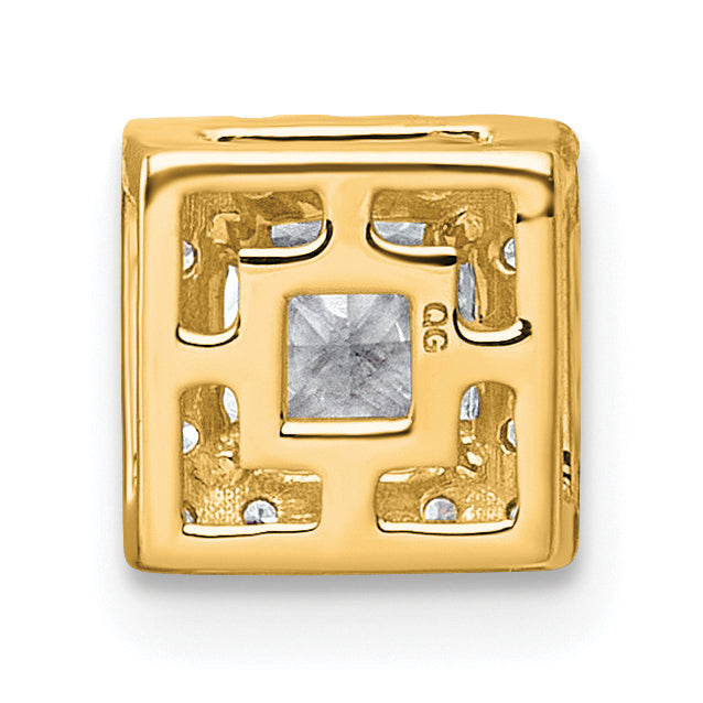 14k 5/8 carat Lab Grown Diamond VS+ F+ Princess Complete Halo Chain Slide Pendant