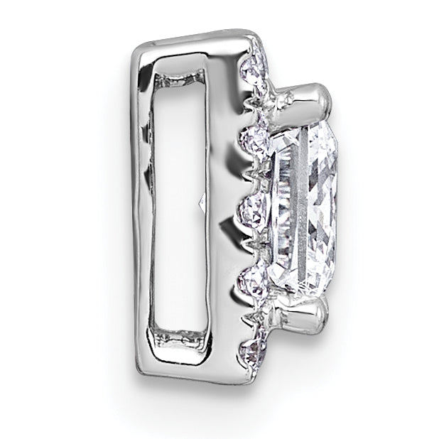 14k White Gold 1 1/4 carat Certified Lab Grown Diamond VS+ F+ Princess Complete Halo Chain Slide Pendant