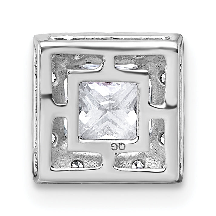 14k White Gold 1 1/4 carat Lab Grown Diamond VS+ F+ Princess Complete Halo Chain Slide Pendant
