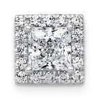 14k White Gold 1 1/4 carat Lab Grown Diamond VS+ F+ Princess Complete Halo Chain Slide Pendant