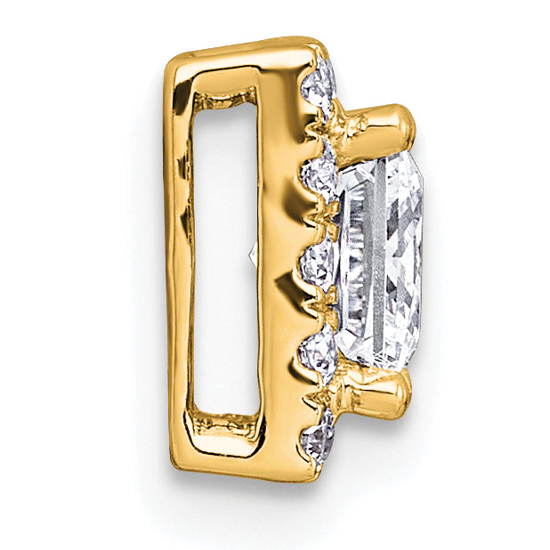 14k 1 1/4 carat Lab Grown Diamond VS+ F+ Princess Complete Halo Chain Slide Pendant