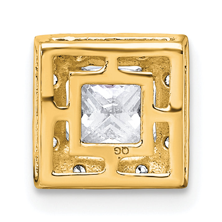 14k 1 1/4 carat Certified Lab Grown Diamond VS+ F+ Princess Complete Halo Chain Slide Pendant