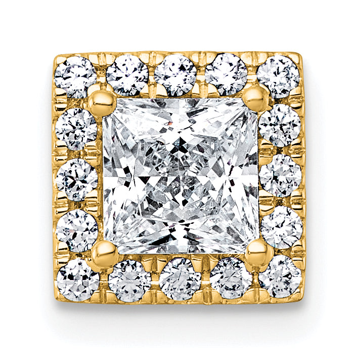 14k 1 1/4 carat Certified Lab Grown Diamond VS+ F+ Princess Complete Halo Chain Slide Pendant