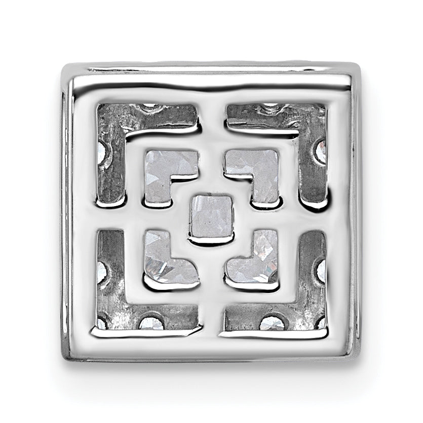 14k White Gold 1 7/8 carat Lab Grown Diamond VS+ F+ Princess Complete Halo Chain Slide Pendant