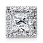 14k White Gold 1 7/8 carat Certified Lab Grown Diamond VS+ F+ Princess Complete Halo Chain Slide Pendant