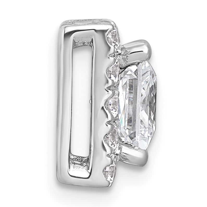 14k White Gold 2 1/2 carat Certified Lab Grown Diamond VS+ F+ Princess Complete Halo Chain Slide Pendant