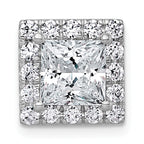 14k White Gold 2 1/2 carat Certified Lab Grown Diamond VS+ F+ Princess Complete Halo Chain Slide Pendant