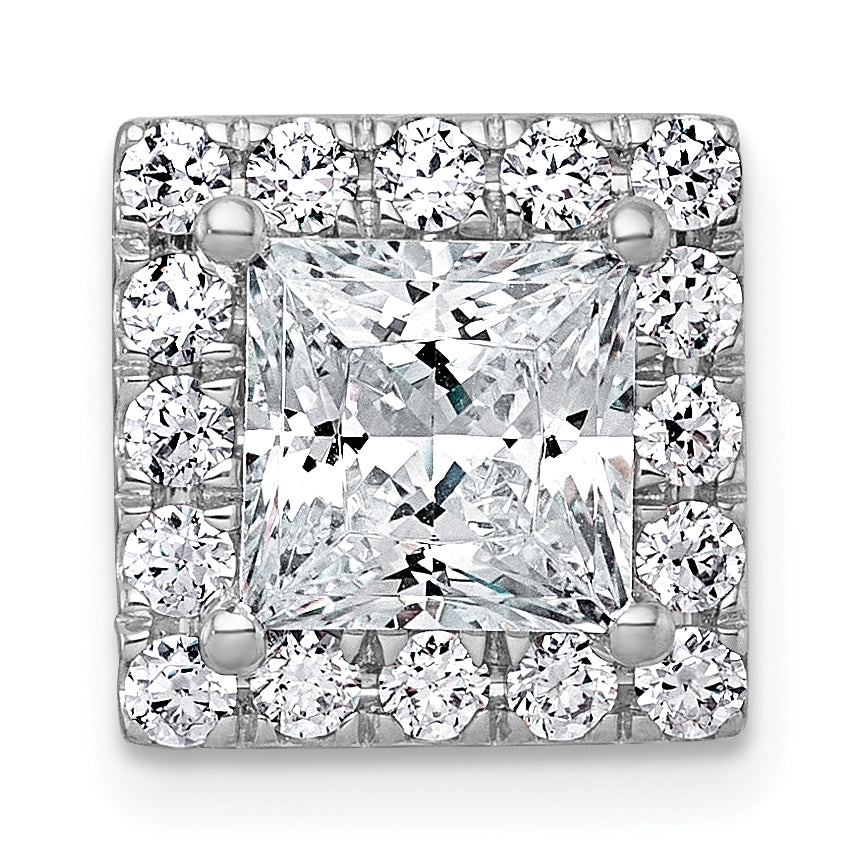 14k White Gold 2 1/2 carat Lab Grown Diamond VS+ F+ Princess Complete Halo Chain Slide Pendant Main image