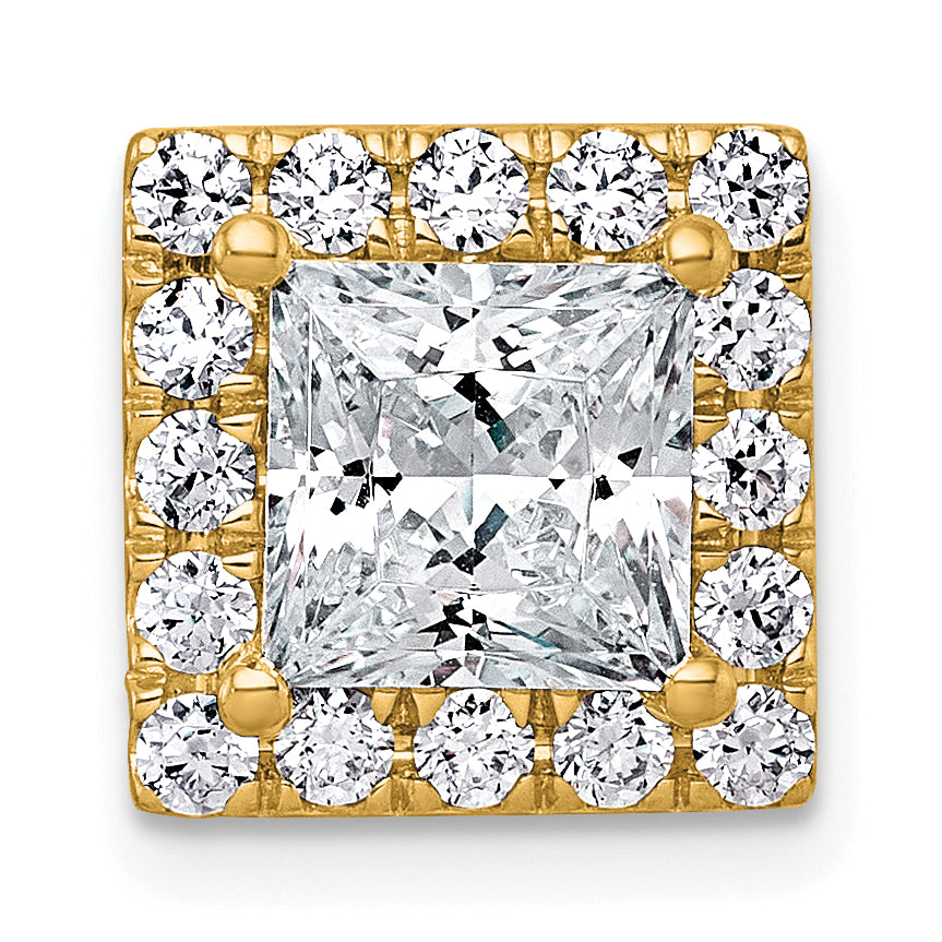 14k 2 1/2 carat Certified Lab Grown Diamond VS+ F+ Princess Complete Halo Chain Slide Pendant Main image